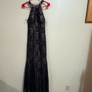 R&M Richards Black Lace Halter Dress